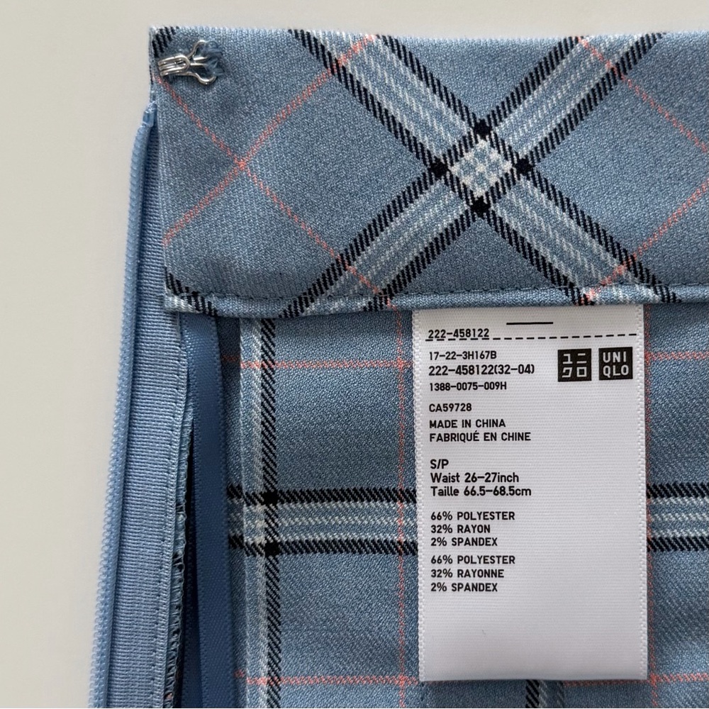 UNIQLO Blue Plaid Pleated Mini Skirt Size S Preppy Y2K Tennis - Picture 5 of 11